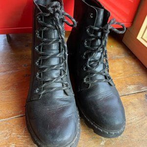 Sorel Lennox Lace-up Leather Boots Women's 10.5 Black Leather